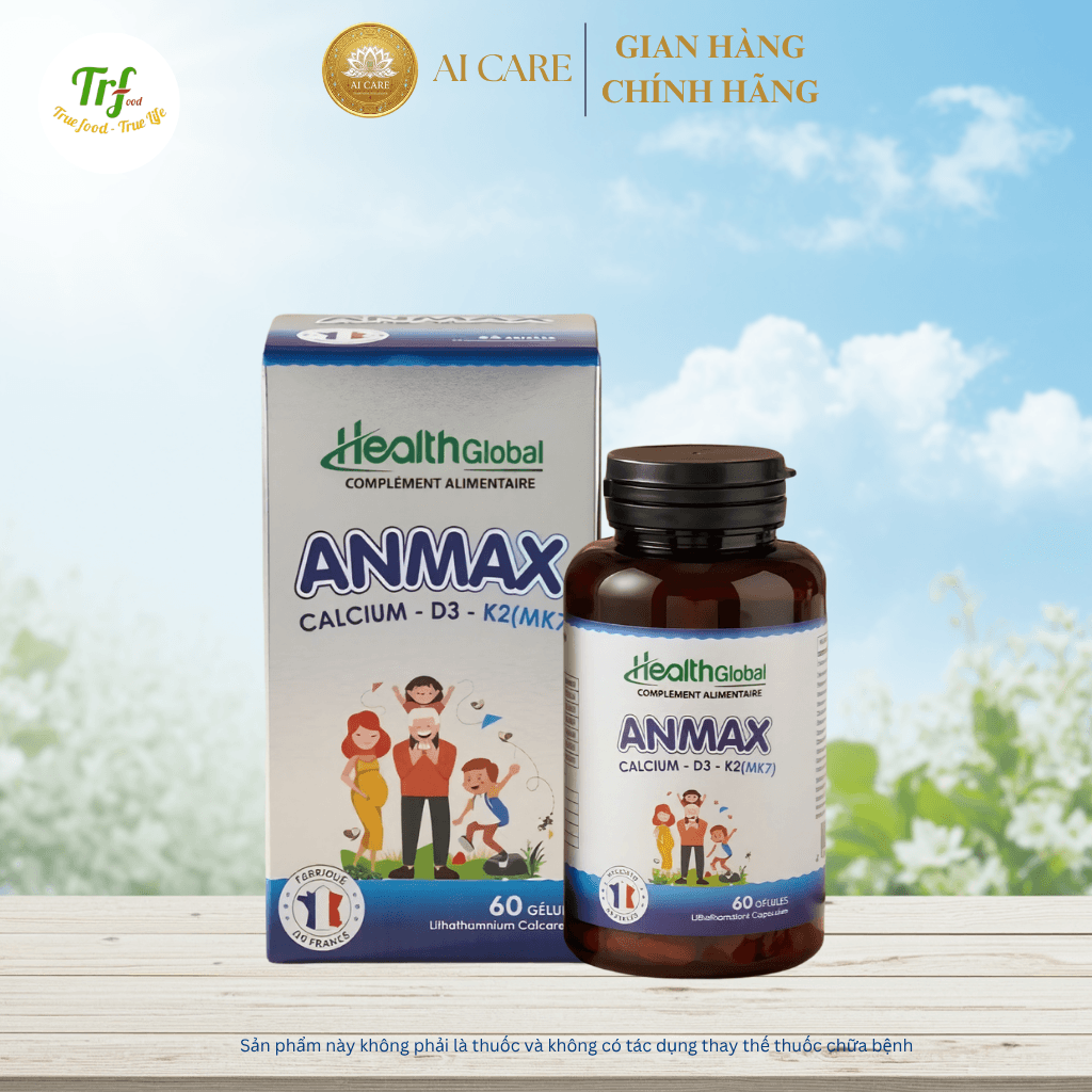 CANXI HỮU CƠ ANMAX Heath Global giúp bổ sung canxi hữu cơ 60 viên nhập khẩu từ Pháp
