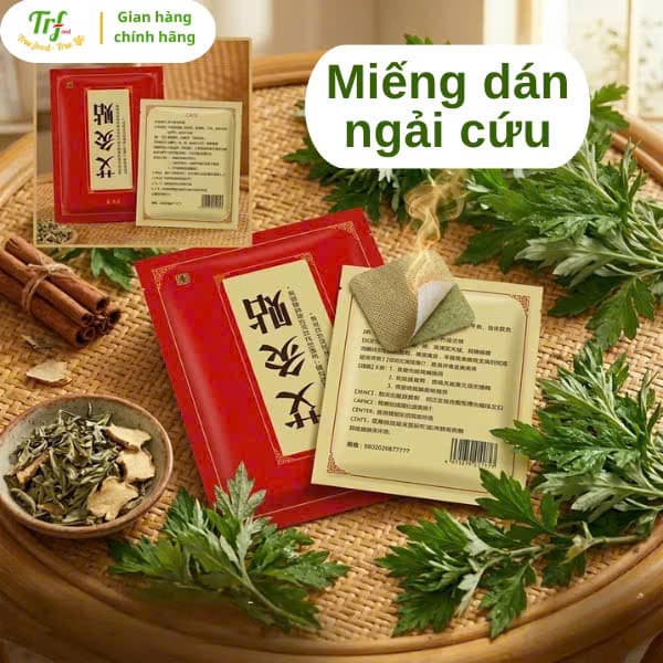 Miếng Dán Ngải Cứu TRF - Giảm Đau Xương Khớp, Làm Ấm Cơ Thể, Tăng Cường Tuần Hoàn Máu (Hộp 100 Miếng)