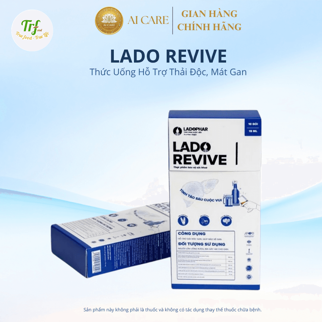 Nước giải rượu Lado Revive, hỗ trợ thải độc, làm mát gan, hỗ trợ đào thải